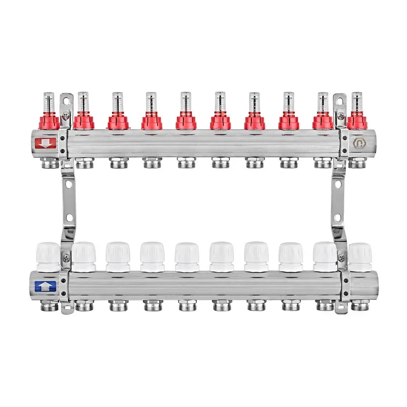 Коллекторный блок EUROPRODUCT латунь 10 контуров 3/4" стальной