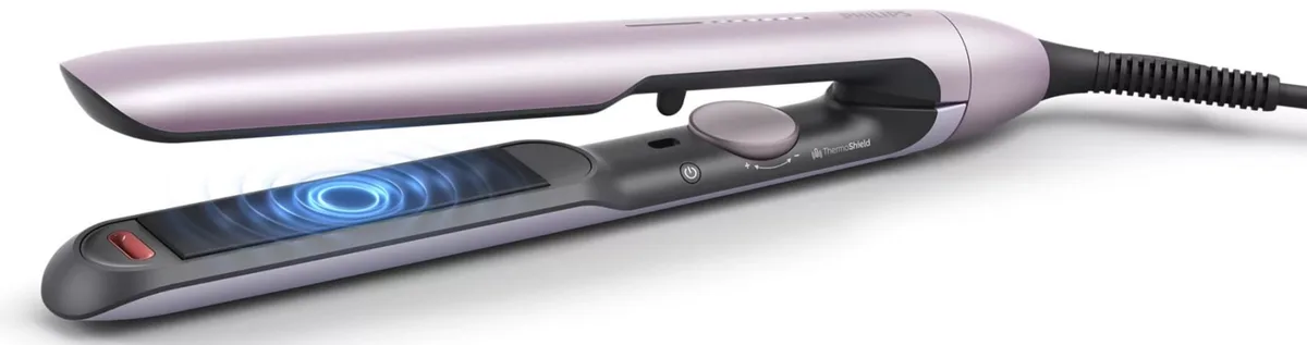 Випрямляч для волосся Philips Series 5000, температурний діапазон 120-230°C, з іонізацією, керамічним покриттям, у відтінку бузку.