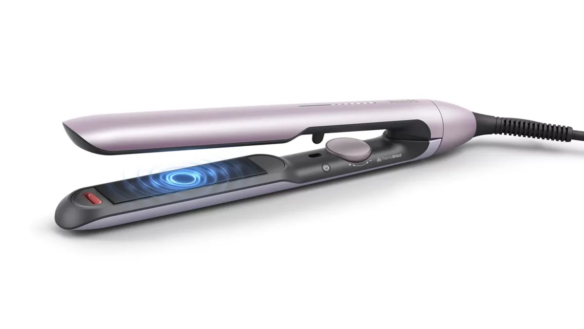 Випрямляч для волосся Philips Series 5000, температурний діапазон 120-230°C, з іонізацією, керамічним покриттям, у відтінку бузку.