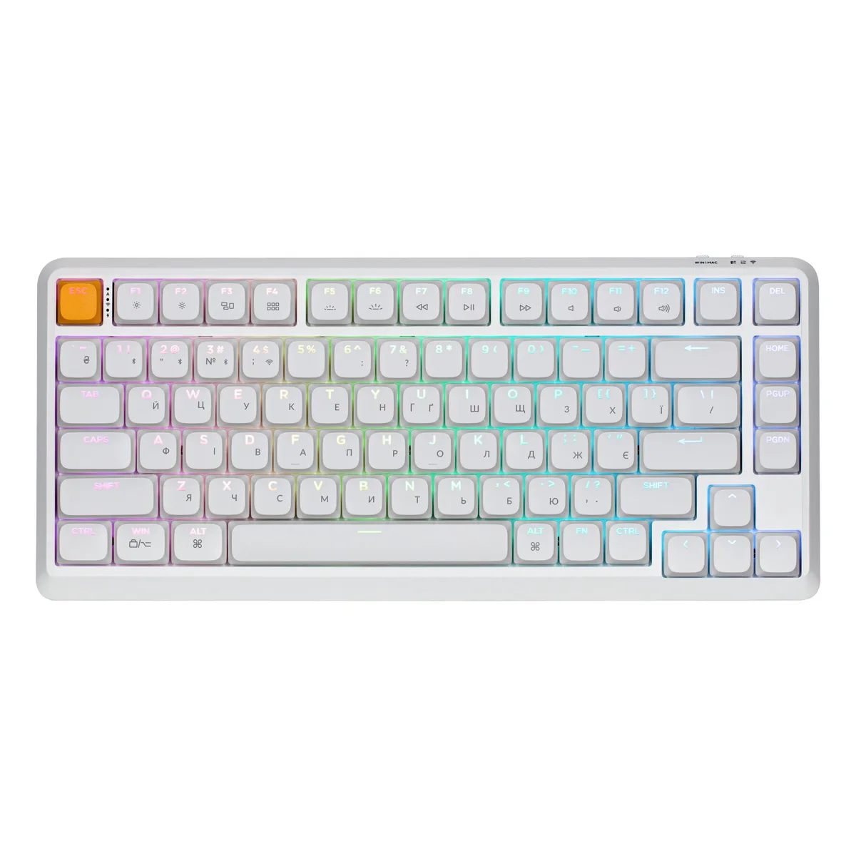 Клавіатура механічна Keychron J1 82Key, K pro Brown, WL/BT/USB-A, QMK, Hot-swap, EN/UKR, RGB, білий