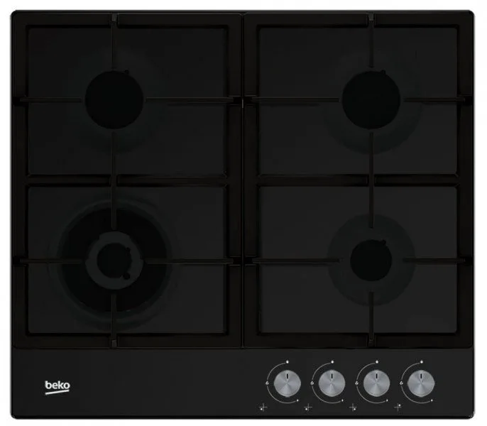 Газова варильна поверхня Beko емаль 58х10х51 см чорна 4 конфорки