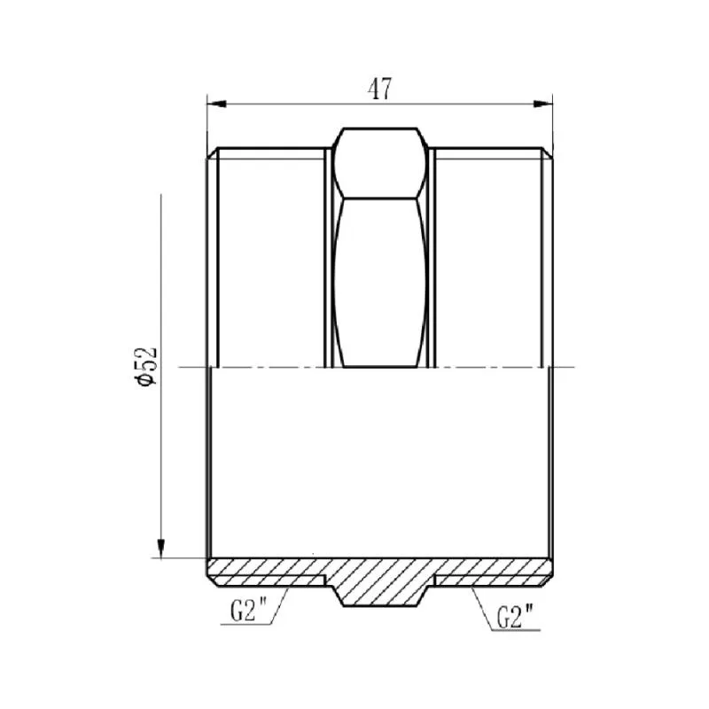 Ниппель равнопроходной 2"x2" латунный никелированный Thermo Alliance Forte