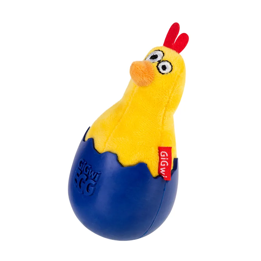 Іграшка для собак неваляшка GiGwi EGG 14 см гума текстиль жовта