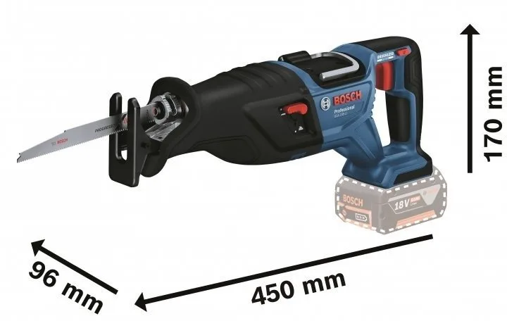 Акумуляторна шабельна пила Bosch Professional GSA 185-LI 18В, пропил 230мм, хід 28мм, вага 3.2кг (без батареї та зарядного пристро