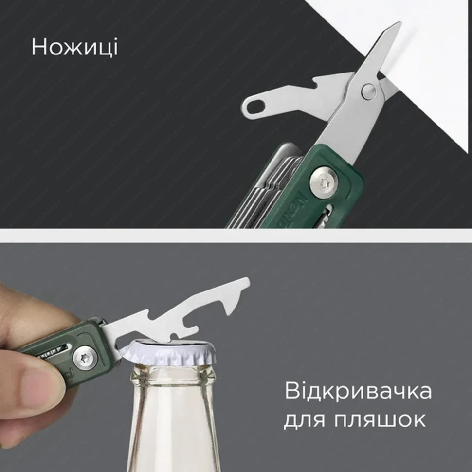 Мультитул NexTool сталь 50 мм зелений 10 функцій 88 г