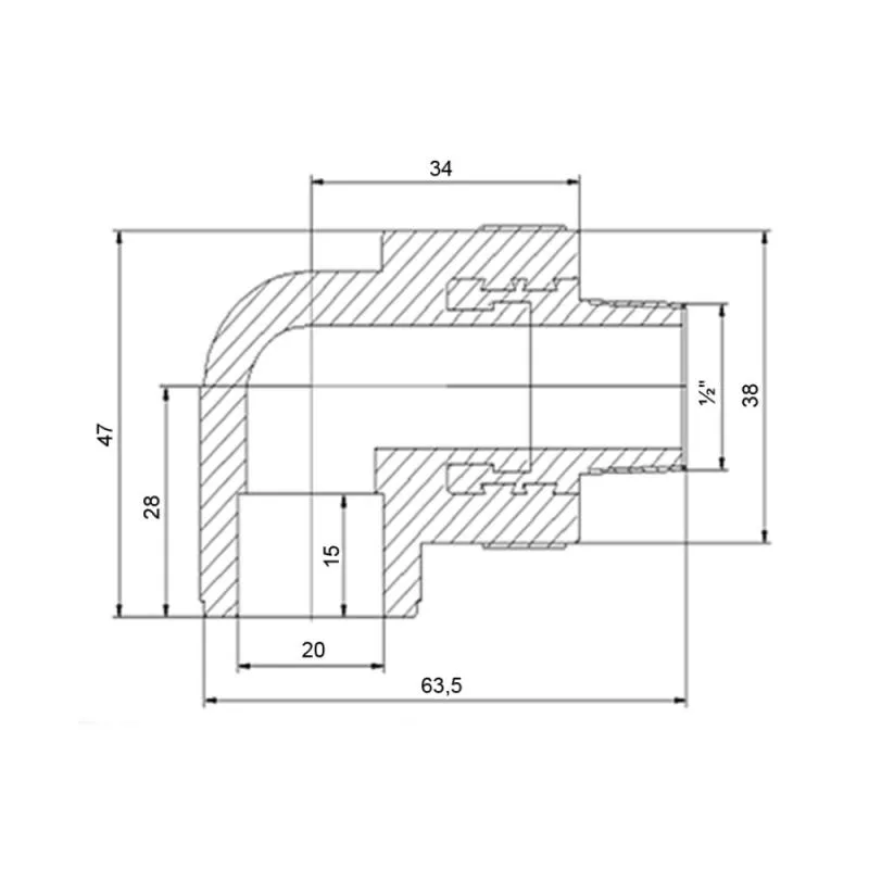 Уголок PPR 20x1/2" Серый Латунь для водоснабжения