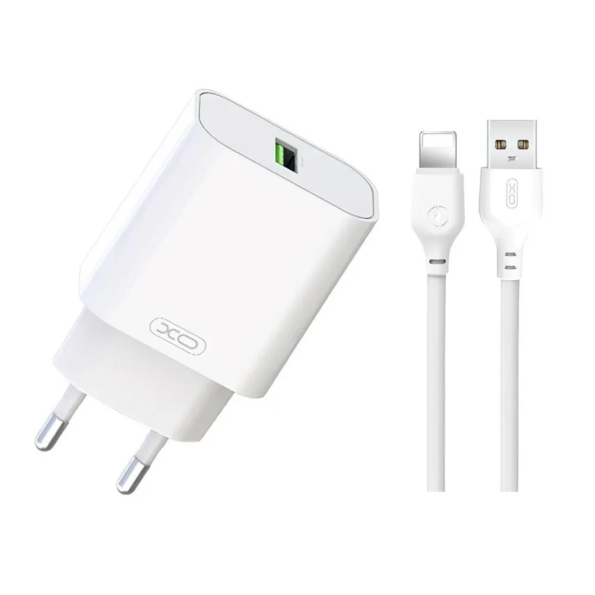 Зарядное устройство XO 18W USB Lightning 1м Белый