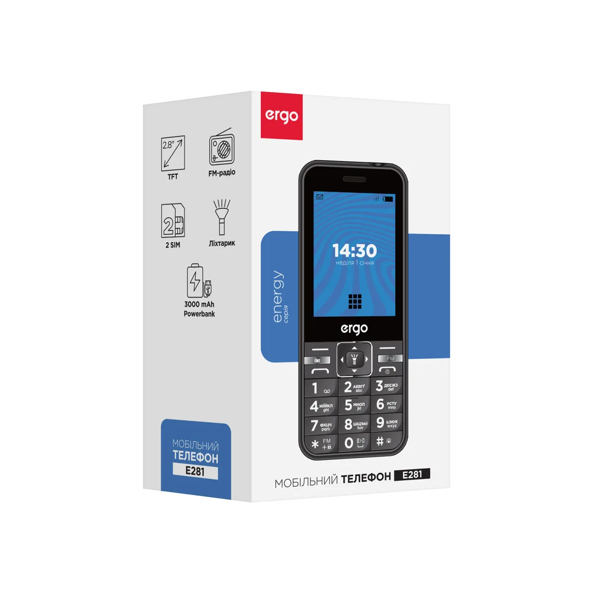 Мобільний телефон ERGO пластик 2,8 дюйма чорний Dual SIM