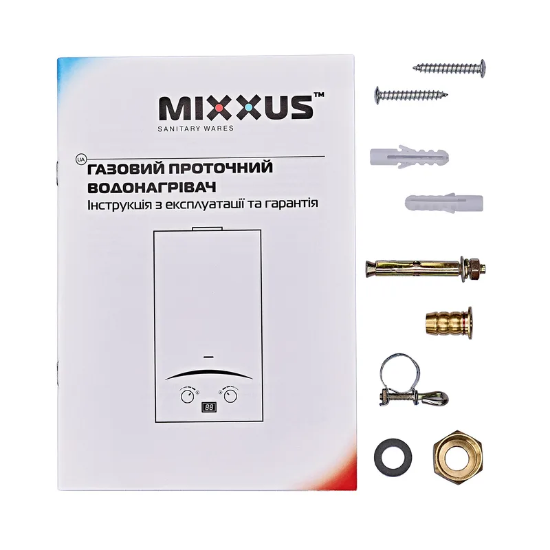 Газова колонка MIXXUS 10 л/хв металевий 550х330х190 мм з малюнком на скляній панелі