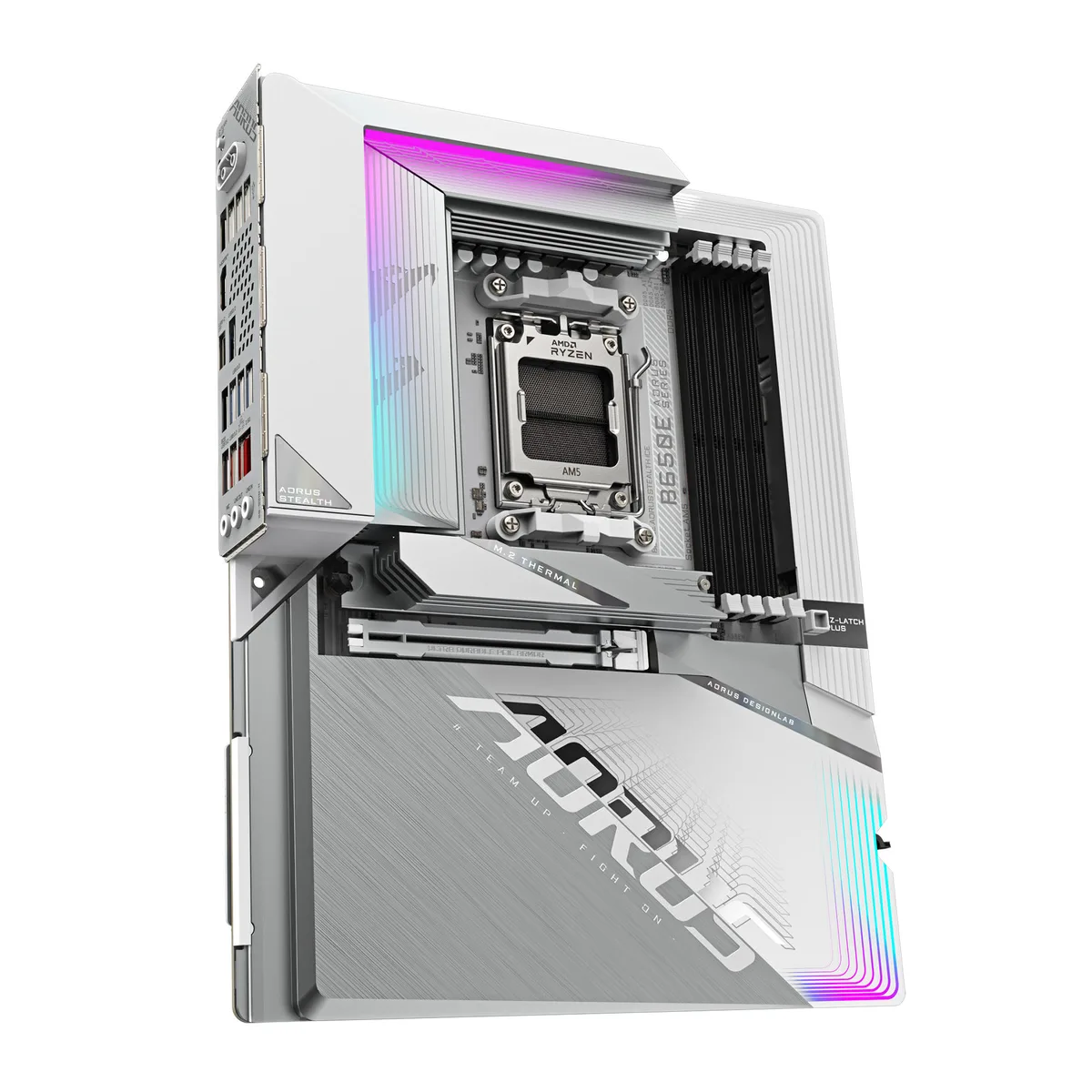 Материнська плата GIGABYTE B650E A STEALTH ICE sAM5 B650 4xDDR5 M.2 Wi-Fi BT HDMI DP ATX білий