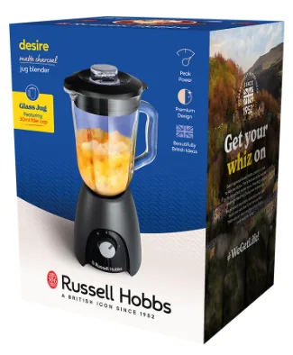 Стаціонарний блендер Russell Hobbs 650 Вт скляний 1,5 л чорний матовий