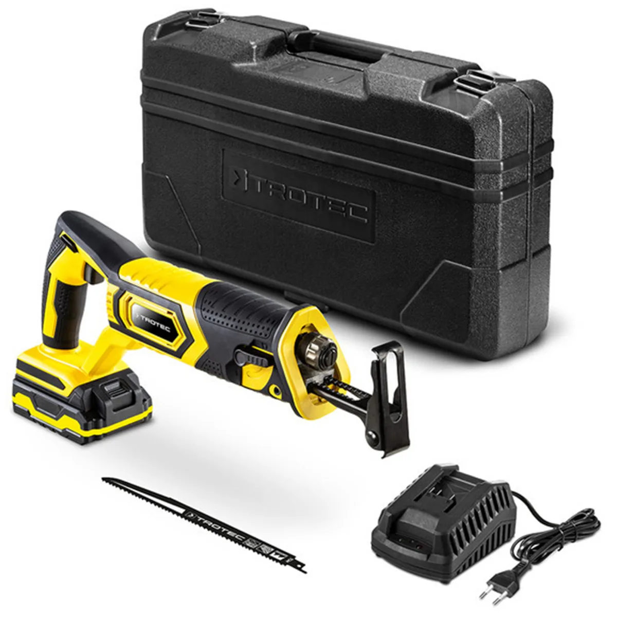Пила шабельна акумуляторна Trotec 20V 2Ah жовта в кейсі
