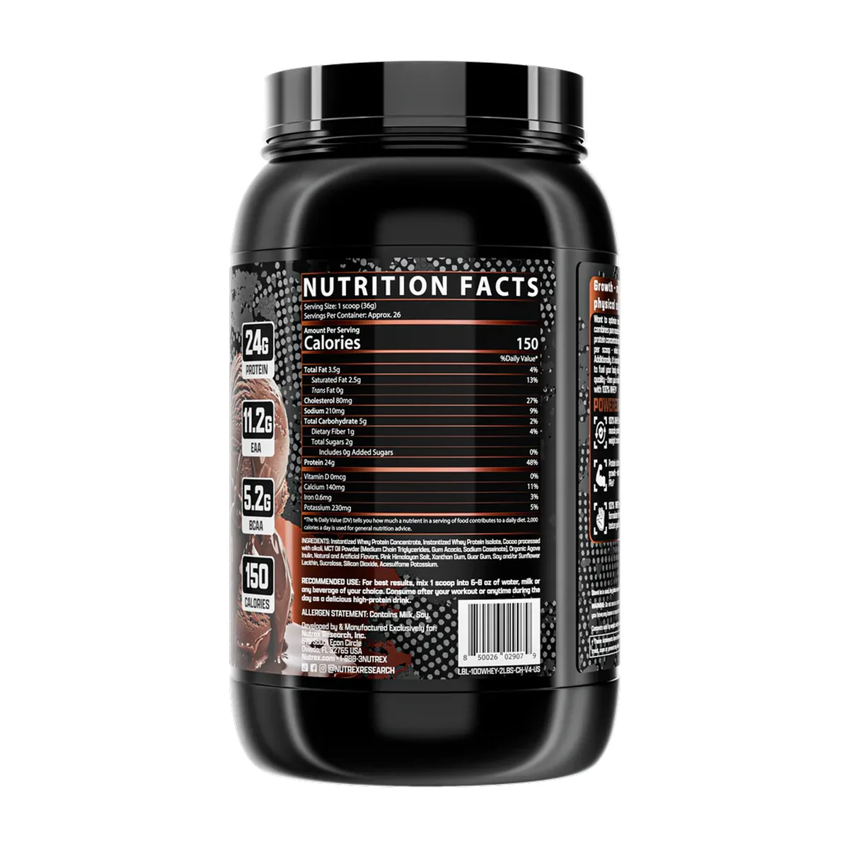 100% Whey Protein Nutrex Сироватковий білок 913 г Шоколад