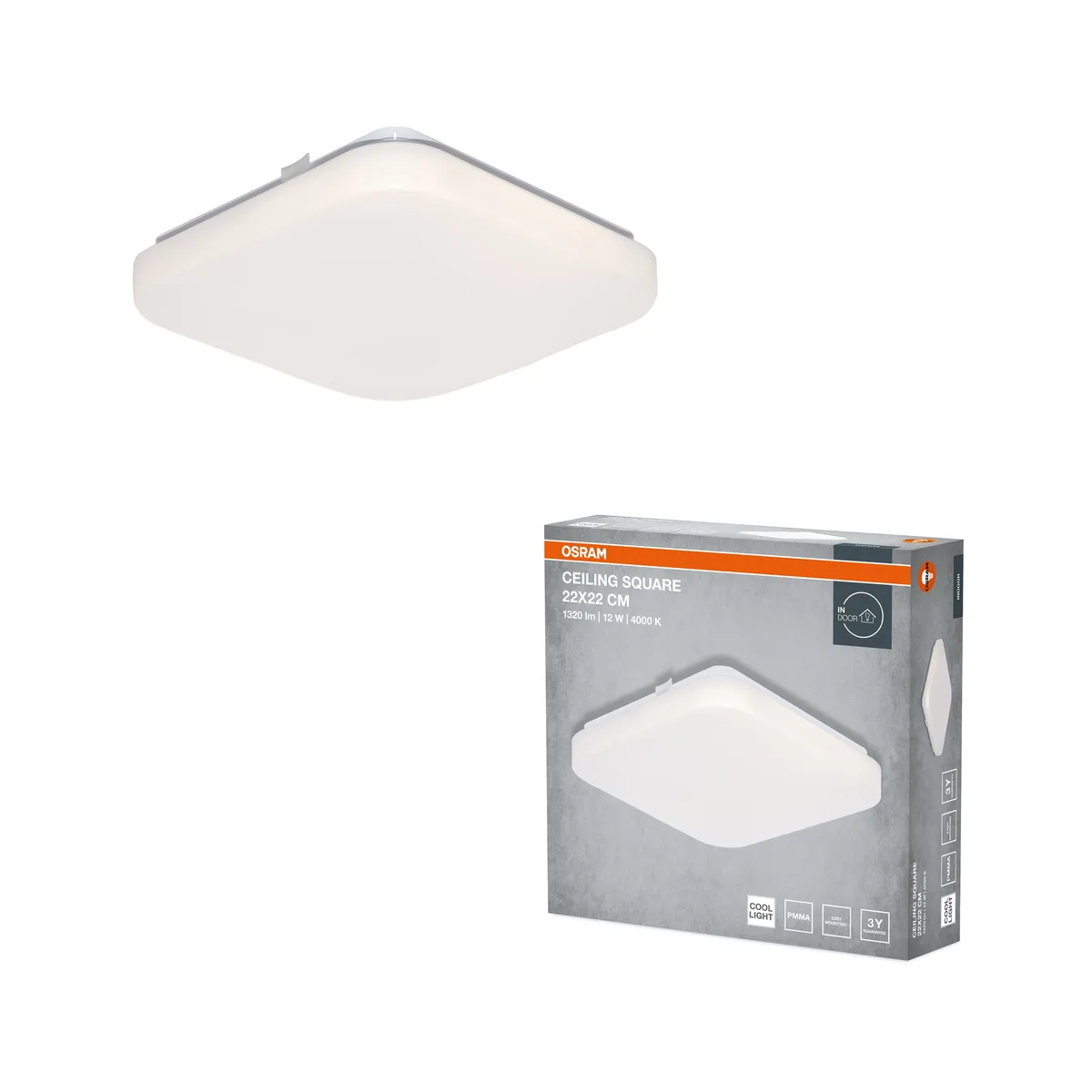 Светильник потолочный OSRAM LED 12Вт 220х220 мм Нейтральный 4000K