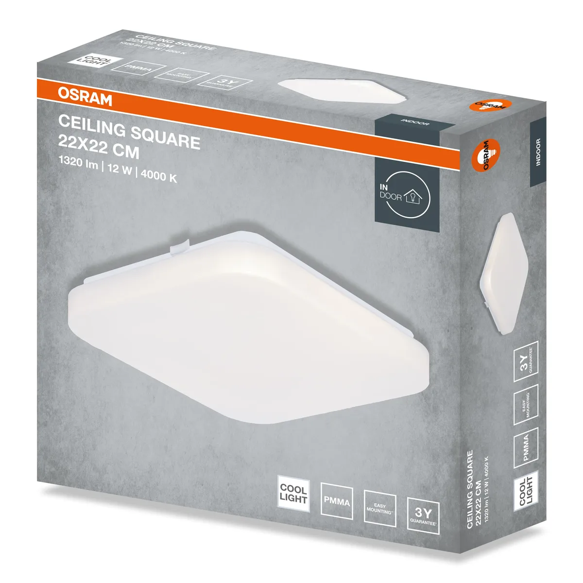 Светильник потолочный OSRAM LED 12Вт 220х220 мм Нейтральный 4000K