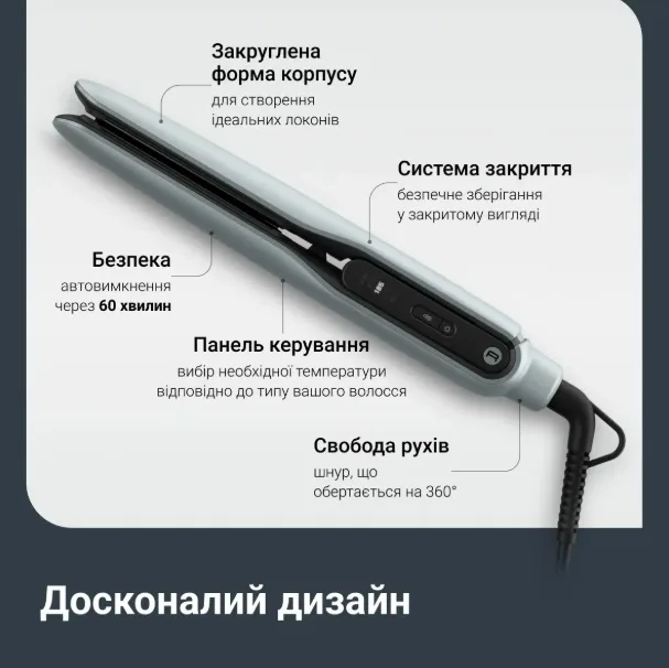 Випрямляч волосся Rowenta Керамічний Титановий 3,5х9,8х31,6 см М'ятний