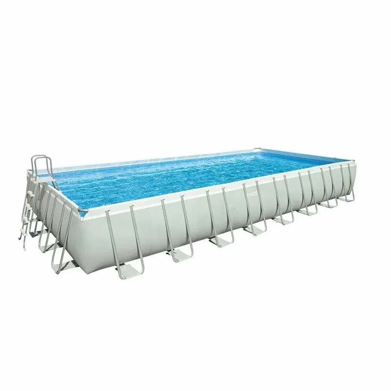 Каркасний басейн прямокутний Intex Ultra Frame 975х488х132 см ПВХ сірий