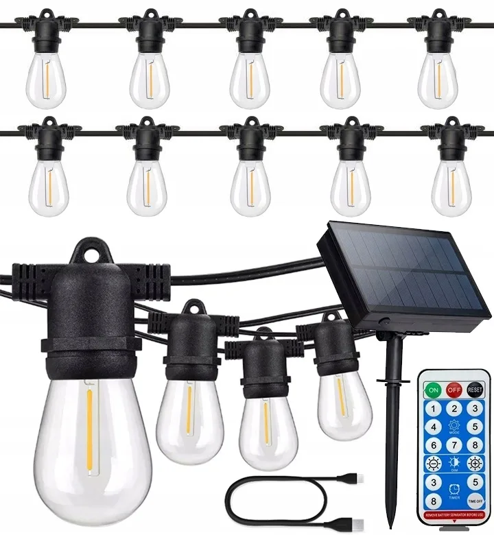 Солнечная гирлянда SuperLED пластиковая 10 м черная 10 LED лампочек
