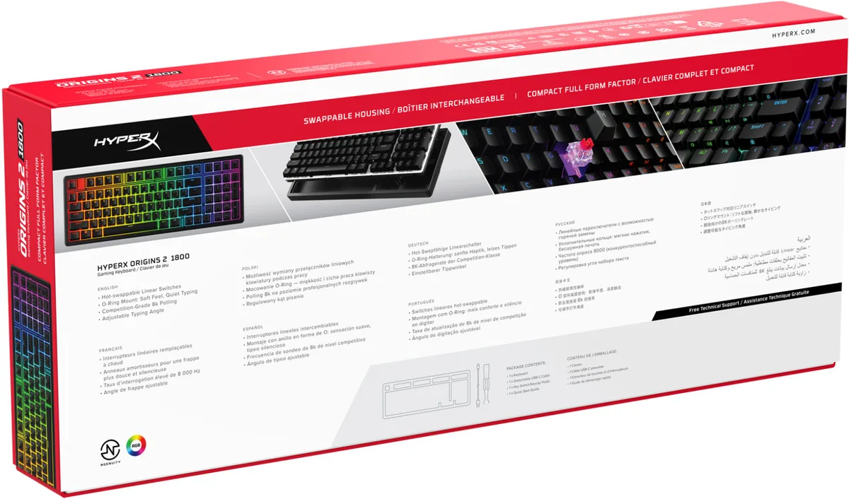 Клавіатура HyperX механічна дротова 1800 чорна RGB