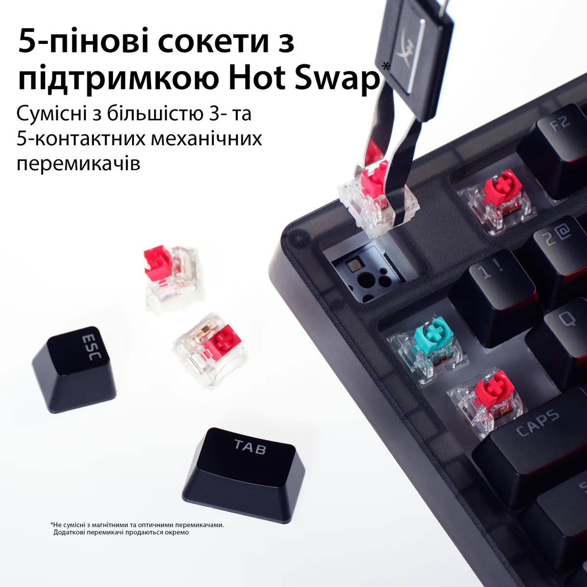 Клавіатура HyperX механічна дротова 1800 чорна RGB
