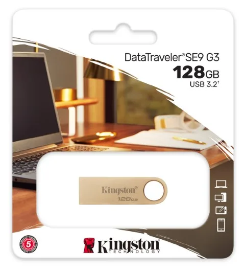 Флешка Kingston метал 128 ГБ USB 3.2 Gold