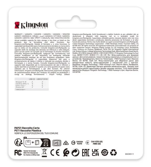 Флешка Kingston метал 128 ГБ USB 3.2 Gold