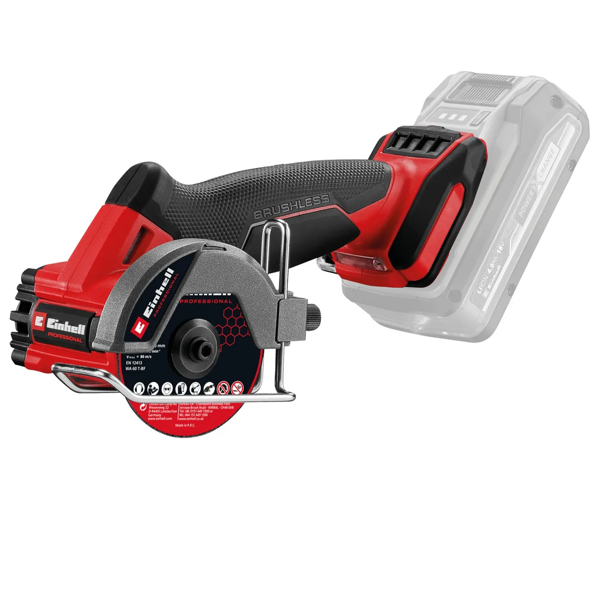 Акумуляторна відрізна шліфмашина Einhell Professional TP-CO 18/76-C Li BL - Solo, 16 мм, 18 В, 20000 об/хв, 0.67 кг.