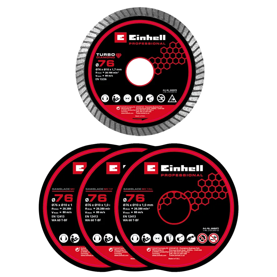 Акумуляторна відрізна шліфмашина Einhell Professional TP-CO 18/76-C Li BL - Solo, 16 мм, 18 В, 20000 об/хв, 0.67 кг.