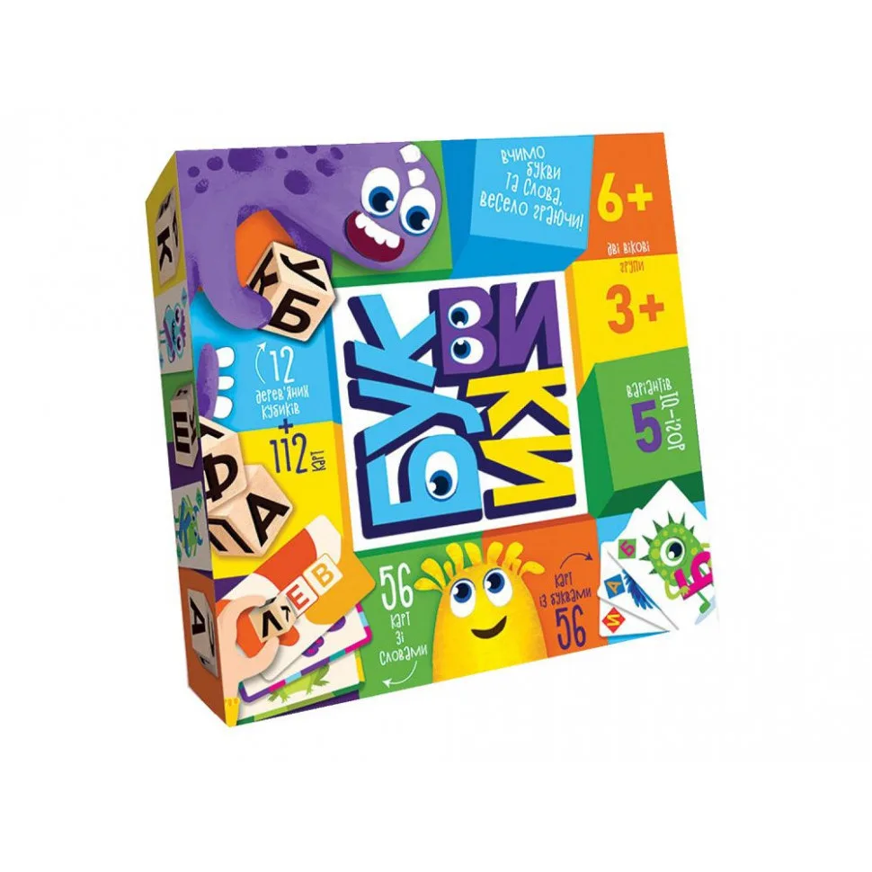 Дитяча розважальна гра Danko Toys з дерева для 2-5 гравців, 12 кубиків, 112 карт