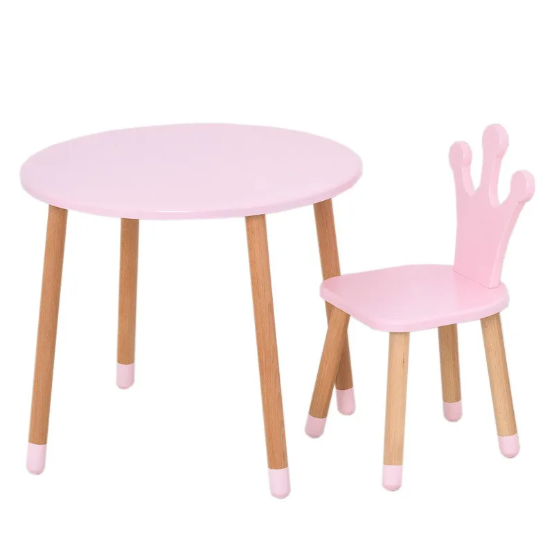 Стіл Bambi МДФ 60х60 см Рожевий з стільчиком