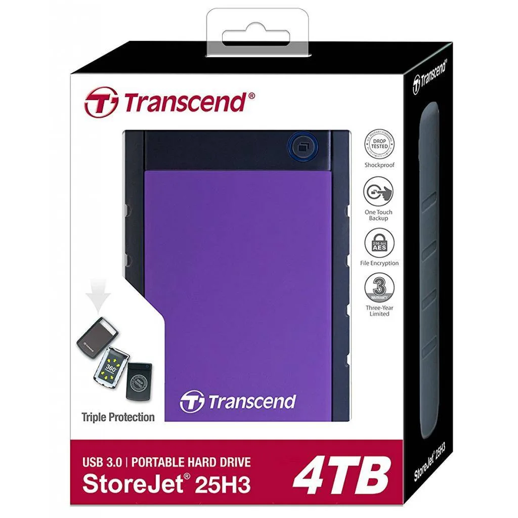 HDD накопичувач Transcend 4TB Портативний Пластик 2.5" Фіолетовий
