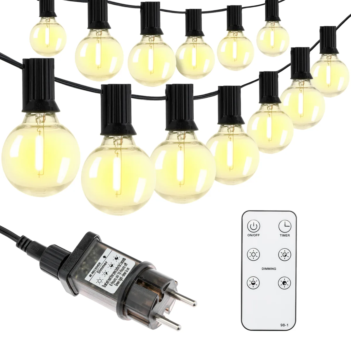 Садова гірлянда LumiLED пластикова 15,2 м чорна 30 LED 3000 K з пультом IP44