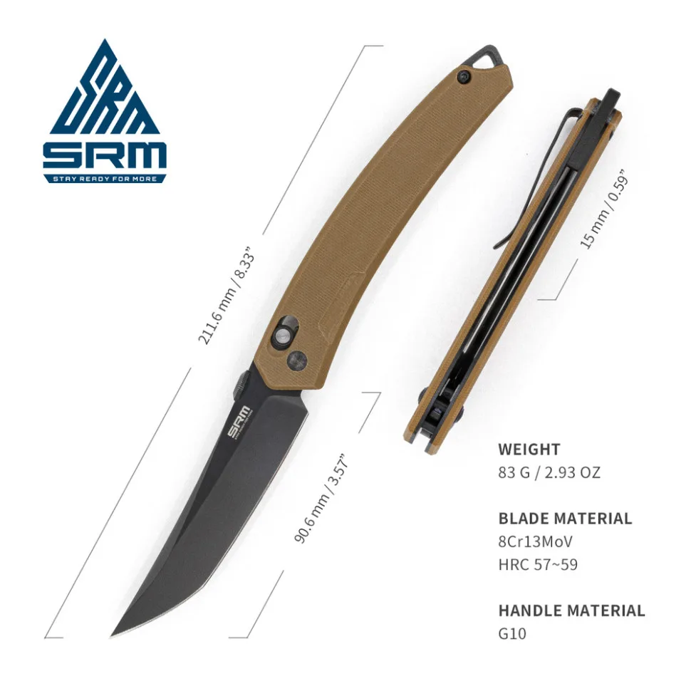 Ніж складаний SRM G10 90,6 мм коричневий
