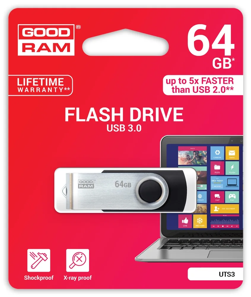 Флеш накопичувач Goodram 64 ГБ пластик метал чорний USB 3