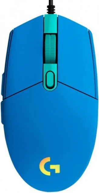 Миша Logitech оптична дротова середня синя 6 кнопок RGB 200-8000 dpi
