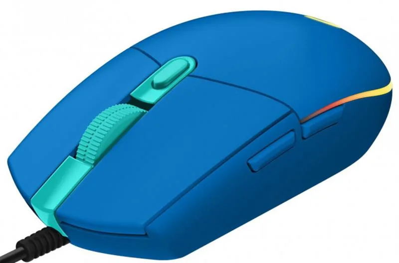 Миша Logitech оптична дротова середня синя 6 кнопок RGB 200-8000 dpi
