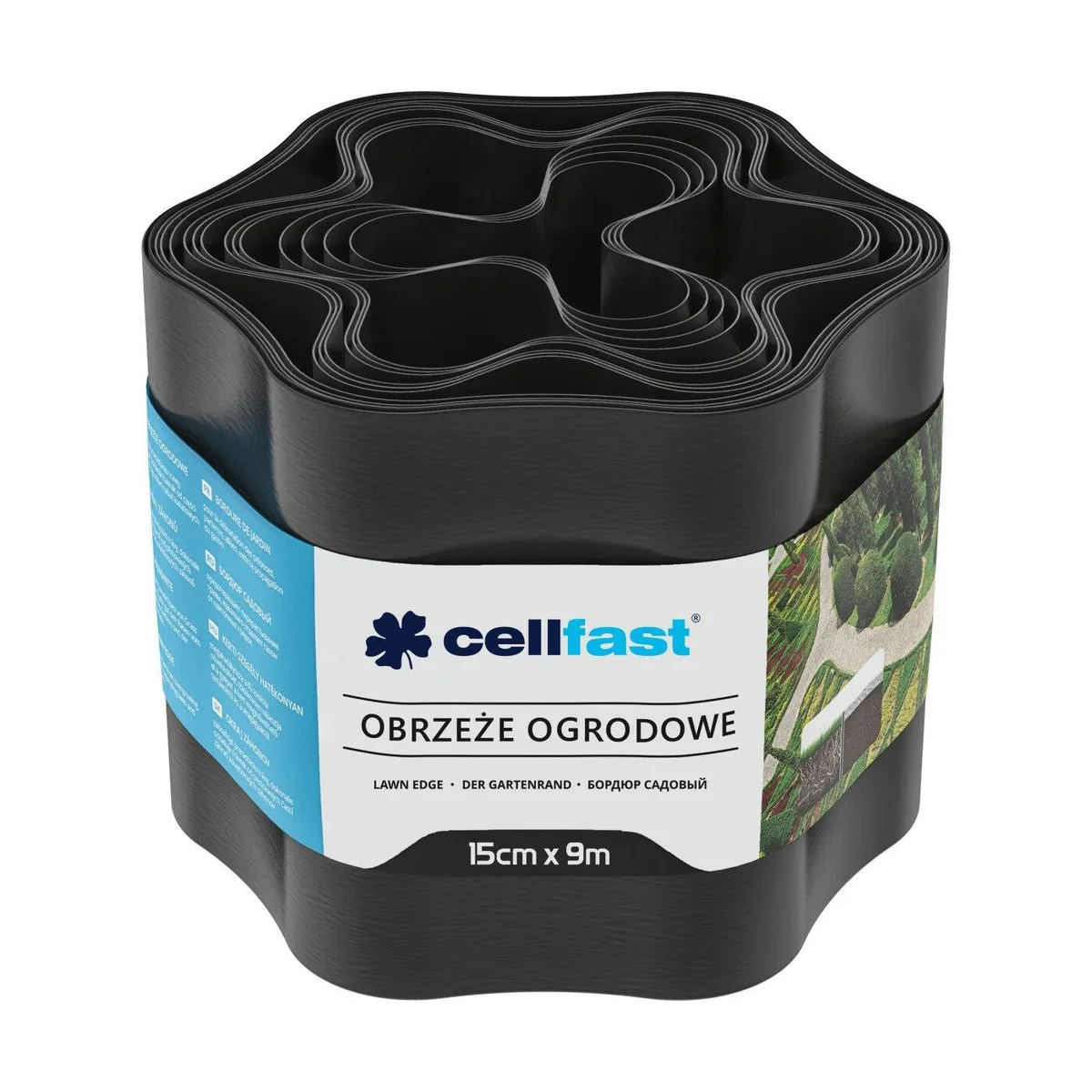 Газонна стрічка Cellfast, хвилястий бордюр, 15см х 9м, чорного кольору.