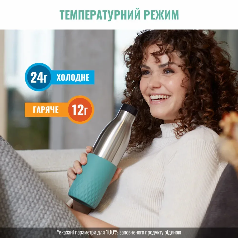 Термос Tefal Bludrop з м'яким покриттям, об'ємом 700 мл, з нержавіючої сталі, зелений.