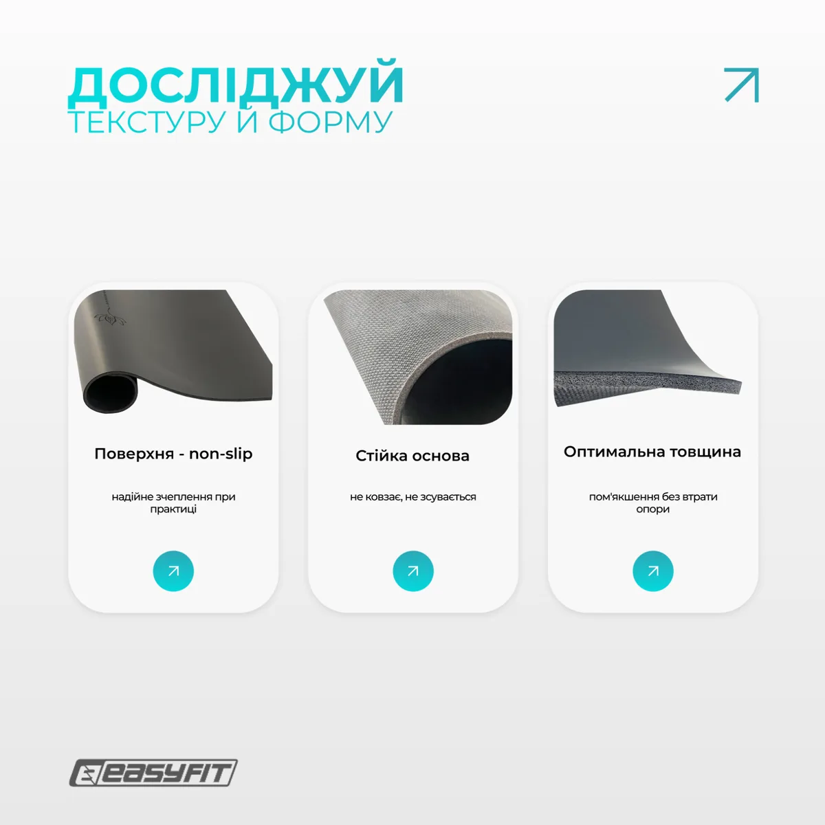 Міні-мат для йоги EasyFit каучук 60х40 см чорний 3,5 мм
