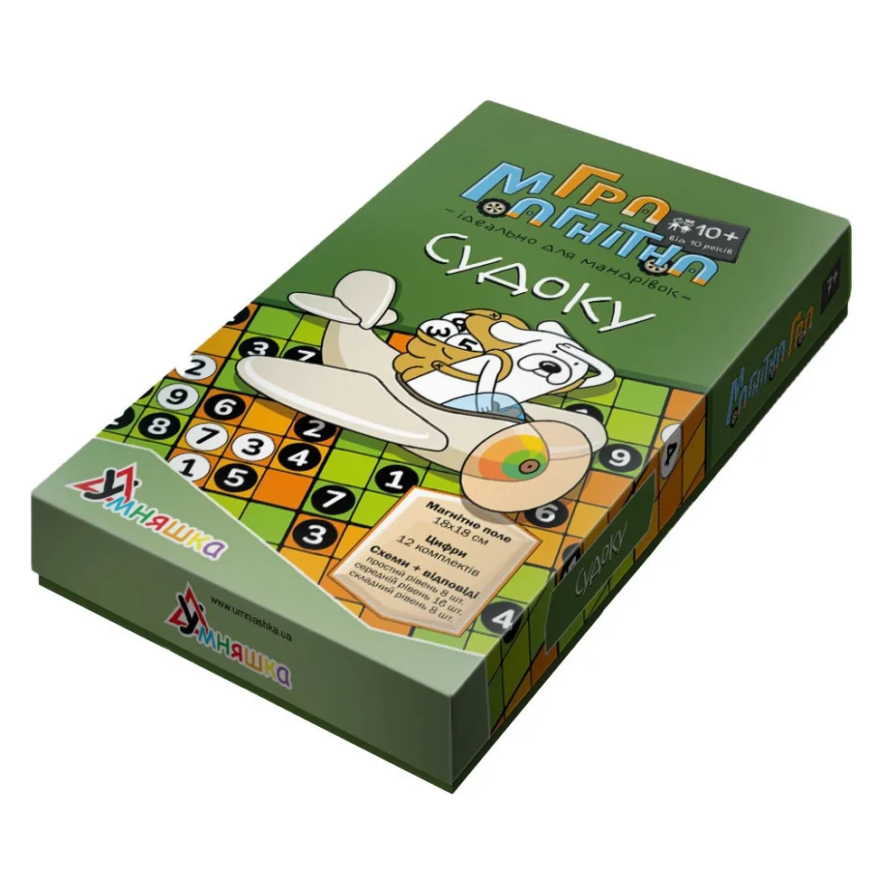 Магнітна гра Умняшка Судоку 18х18 см пластик для дітей від 10 років