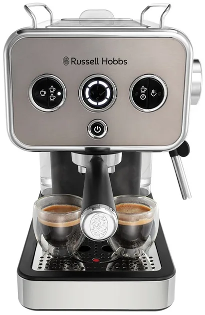 Кавоварка еспрессо Russell Hobbs ріжкова метал 34,2х27х29 см срібляста