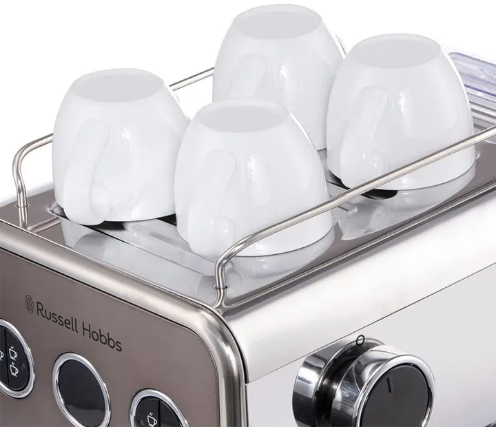 Кавоварка еспрессо Russell Hobbs ріжкова метал 34,2х27х29 см срібляста