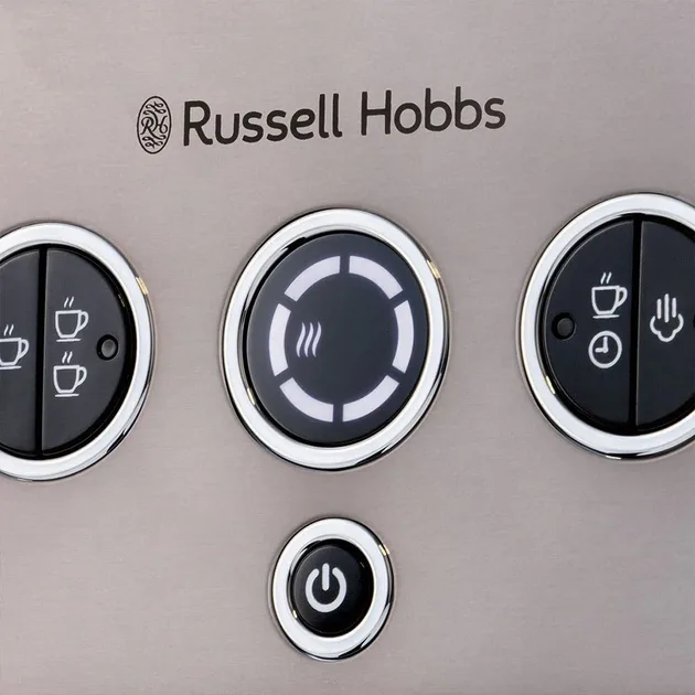 Кавоварка еспрессо Russell Hobbs ріжкова метал 34,2х27х29 см срібляста