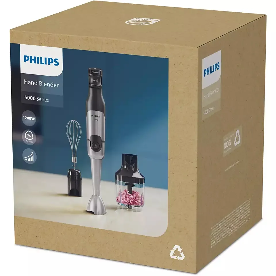 Занурювальний блендер Philips Series 5000, 1200Вт, 3 в 1, чорний.