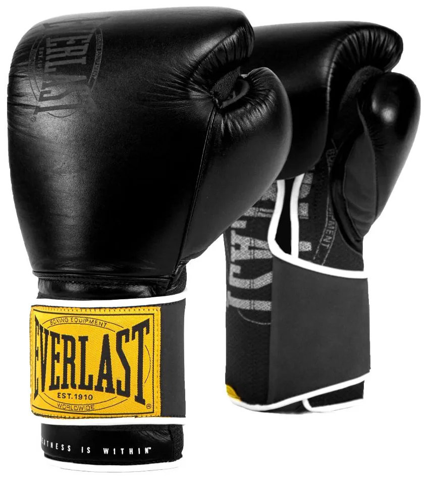 Боксерські рукавиці Everlast синтетична шкіра 16 унцій чорні