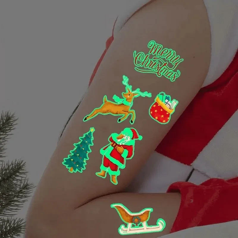 Набір тимчасових татуювань Fresh Tattoo світлові 12х7 см 10 шт Різдво для дітей