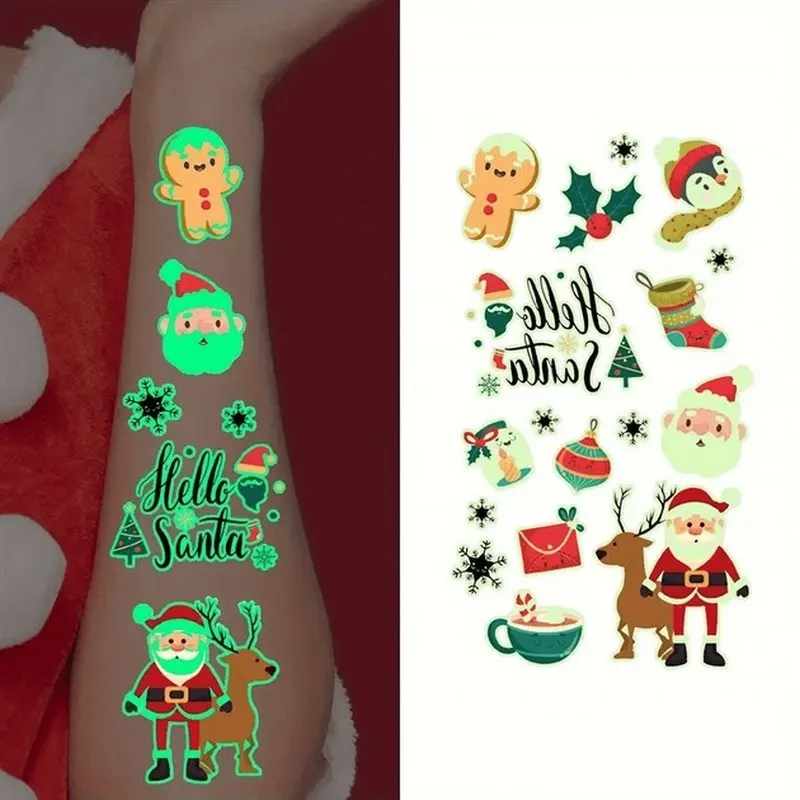 Набір тимчасових татуювань Fresh Tattoo світлові 12х7 см 10 шт Різдво для дітей