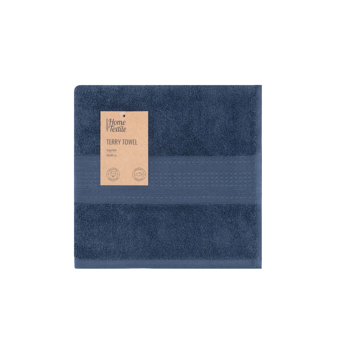 Махровий рушник ARDESTO SuperSoft 50х90 см, 100% бавовна, синій колір.