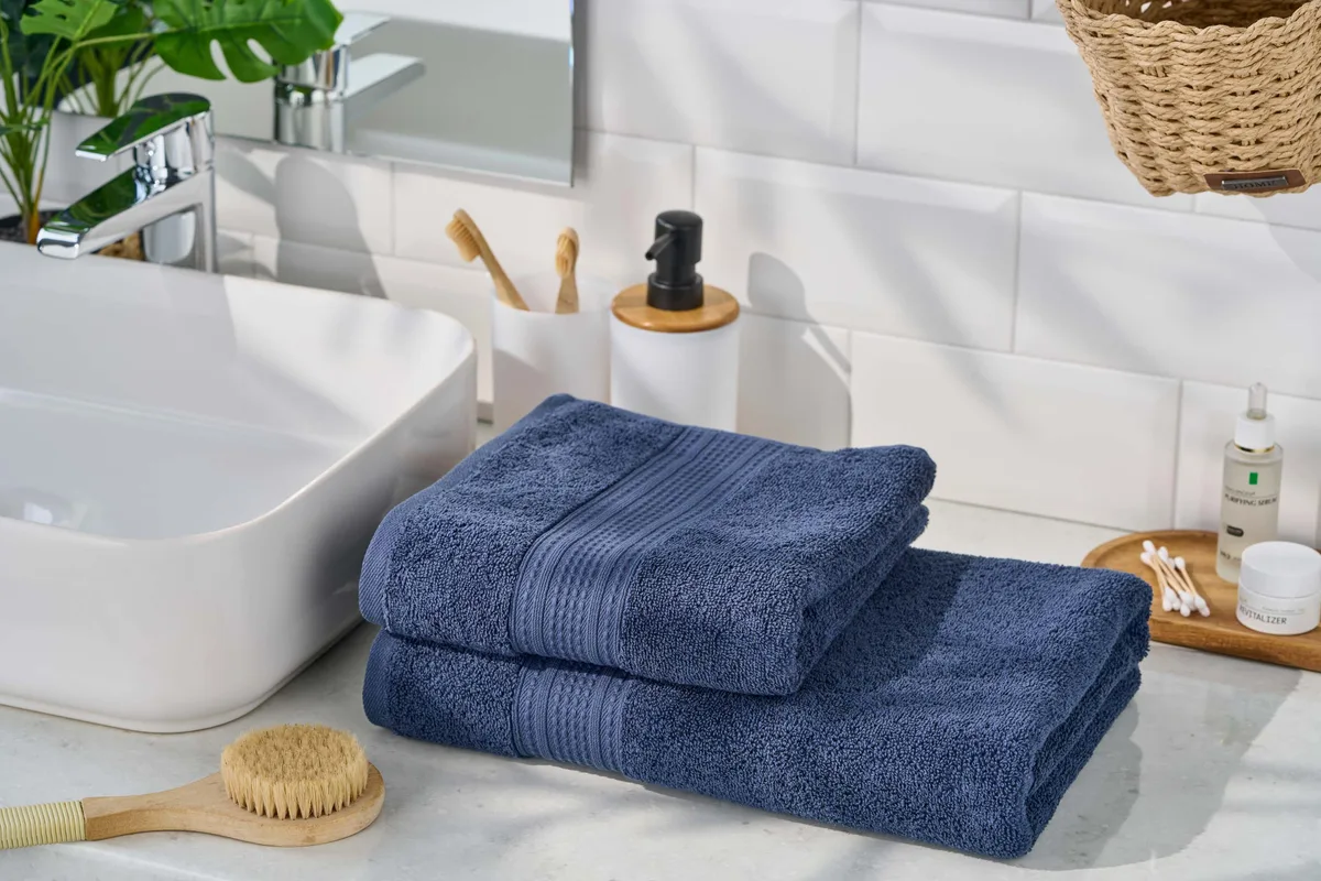 Махровий рушник ARDESTO SuperSoft 50х90 см, 100% бавовна, синій колір.