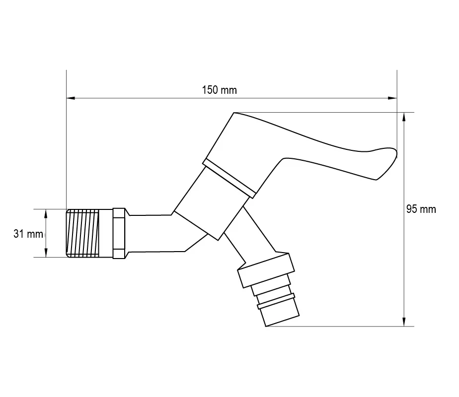 Кран шаровый 1/2" KR.255 для холодной воды латунь хромированный угловой